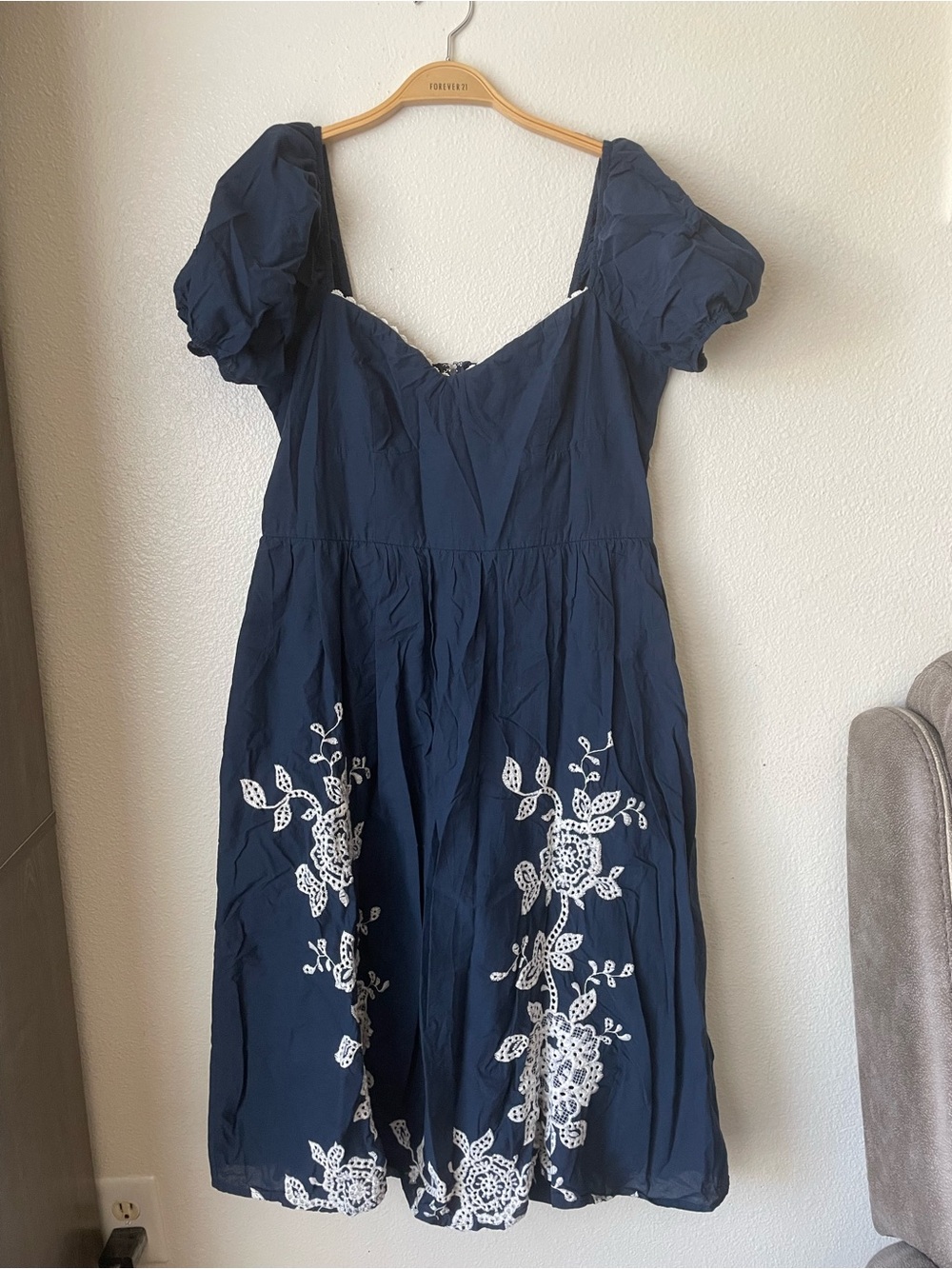 Row A Juniors' Embroidered Sweetheart Neck Midi Dress - Picture 3 of 4